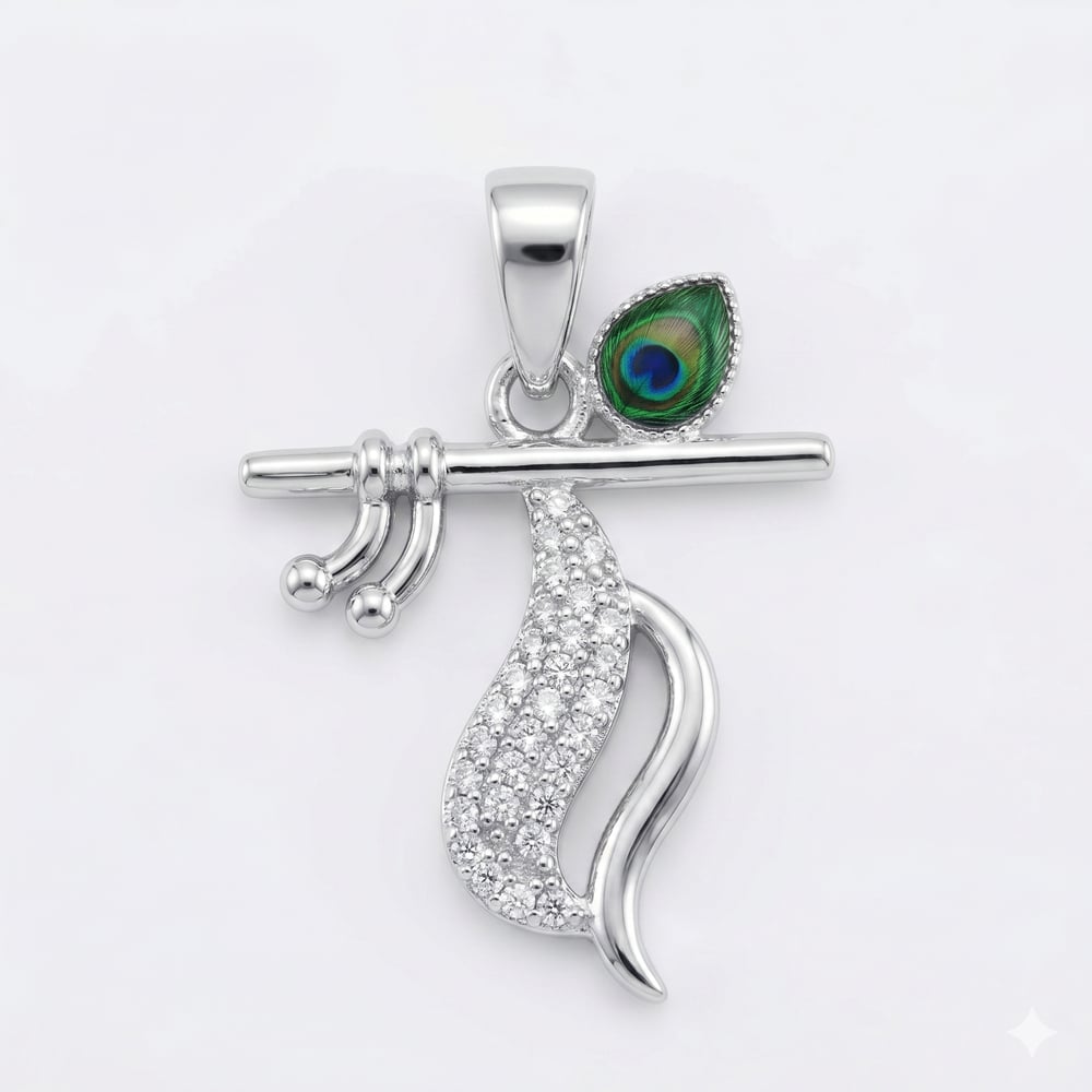 Handmade Silver Jewelry Krishna Flute Pendant